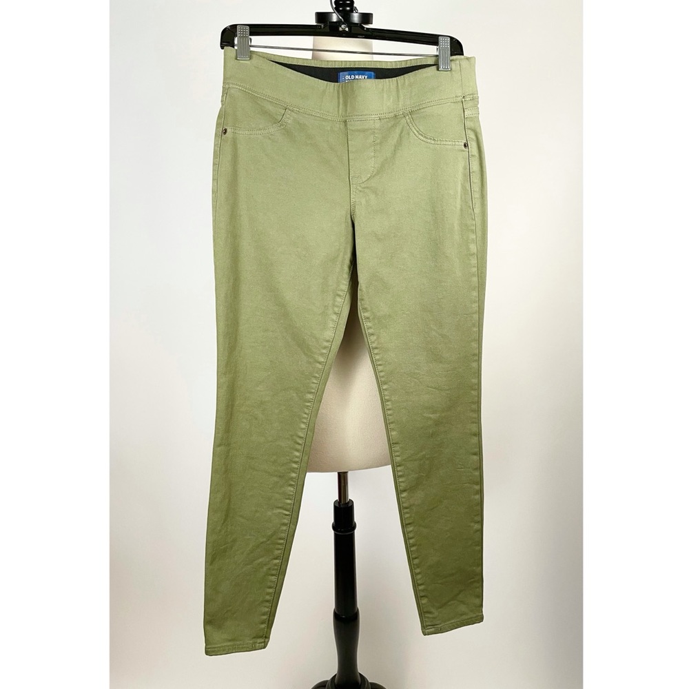 Old Navy Rockstar Midrise Army Green Elastic Waist Jeans